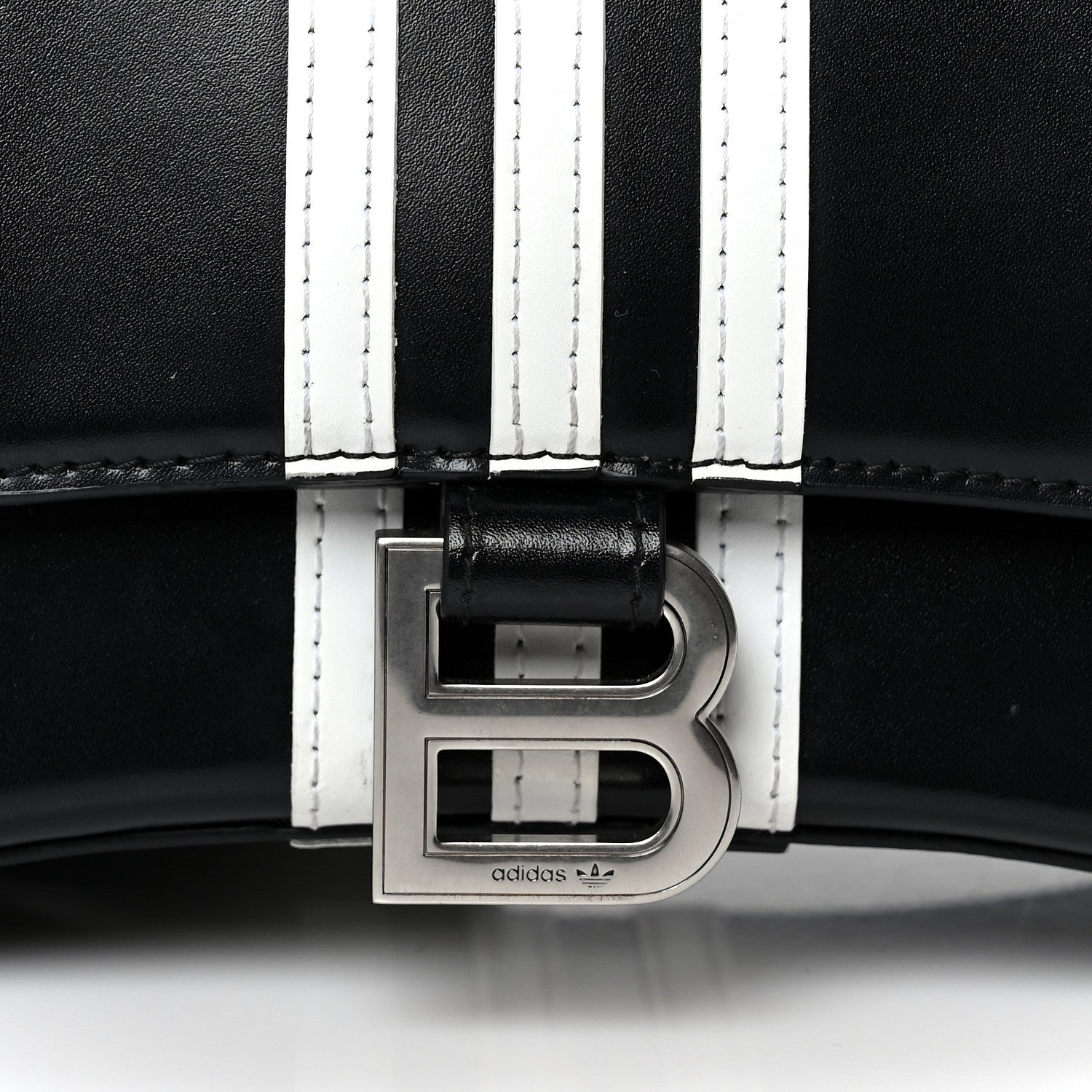 Balenciaga X ADIDAS Shiny Box Calfskin Small Hourglass Top Handle