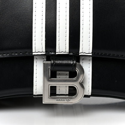 Balenciaga X ADIDAS Shiny Box Calfskin Small Hourglass Top Handle Bag Black White 8 of 10