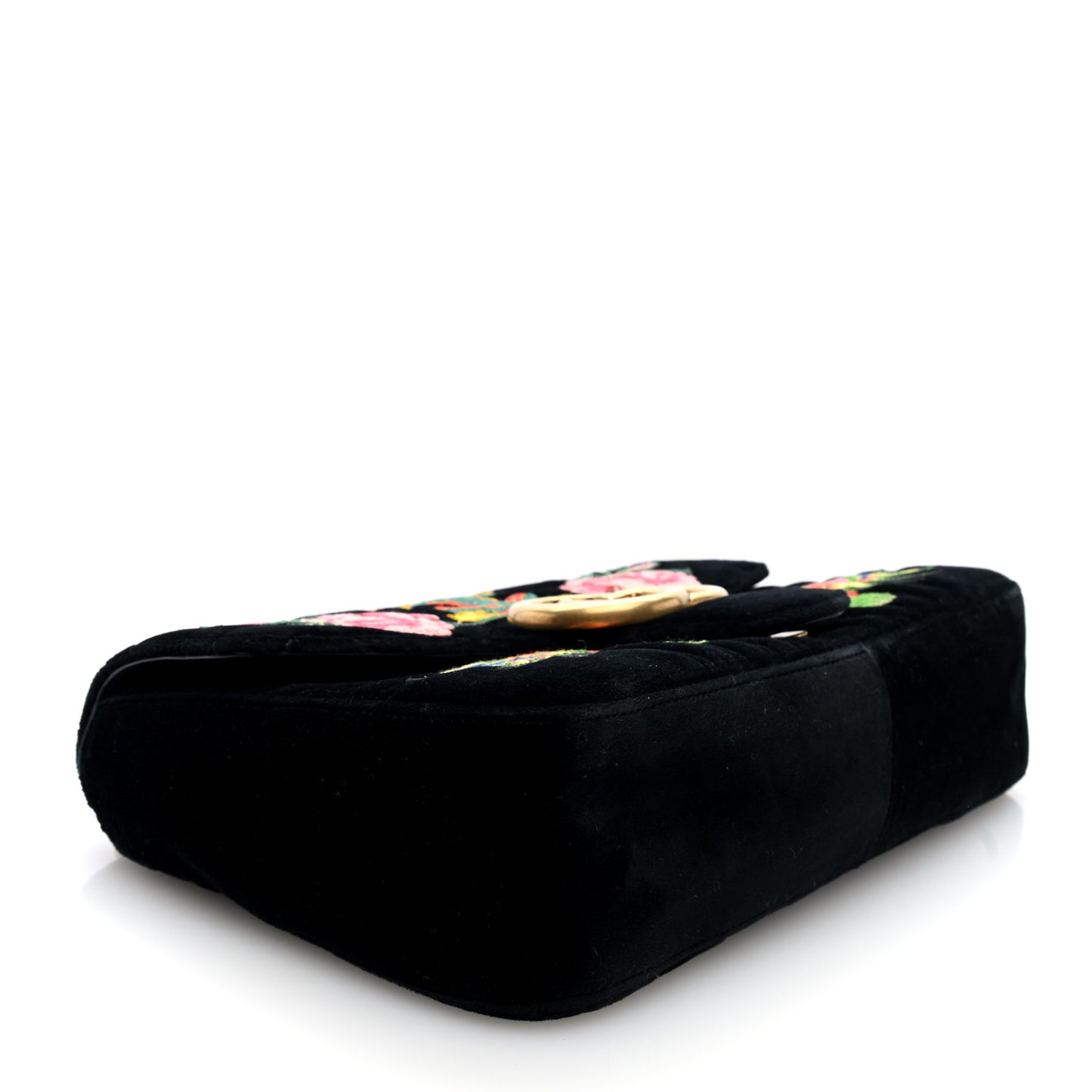 Velvet Matelasse Dragon Embroidered Medium GG Marmont Shoulder Bag Black