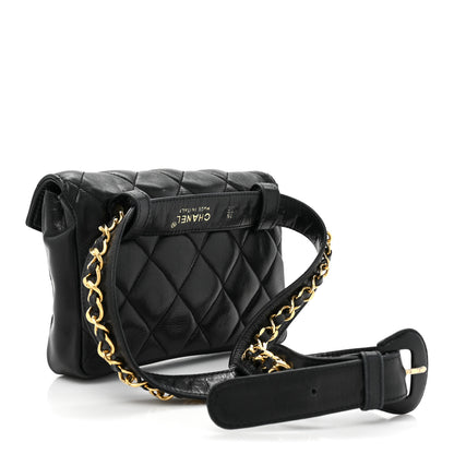 Chanel Lambskin Quilted Flap Waist Belt Bag 75 30 Black 3 of 19