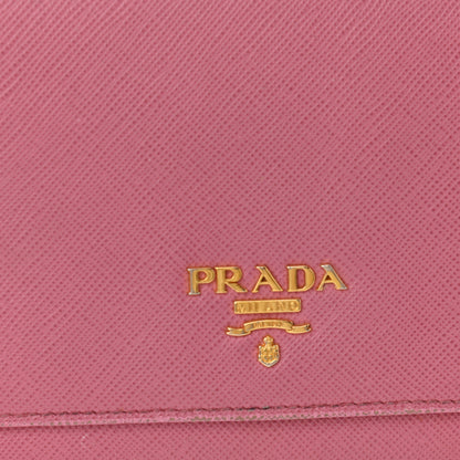 Prada Saffiano Metal Oro Chain Wallet Ibisco 12 of 14