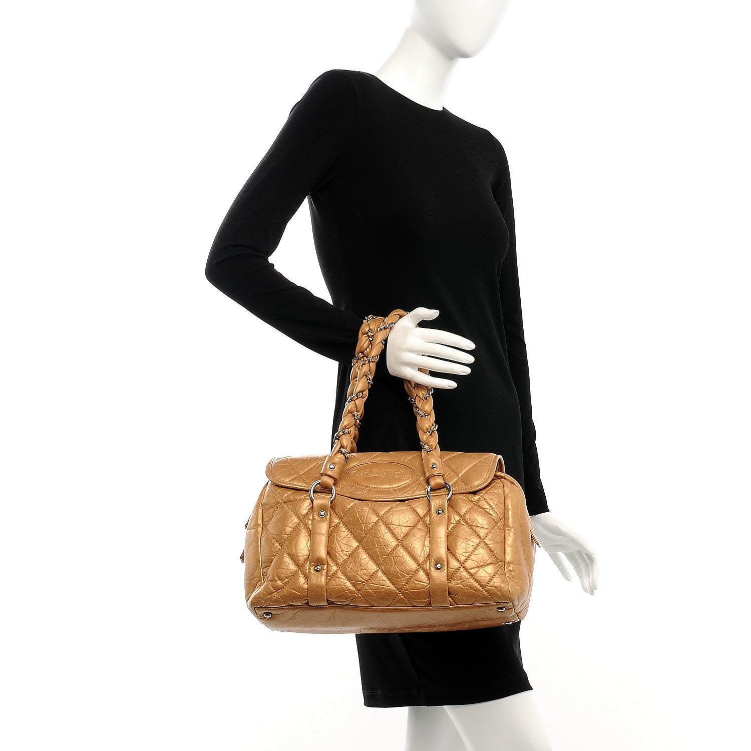 Chanel Distressed Lambskin Quilted Lady Braid Flap Tote Gold 2 of 9