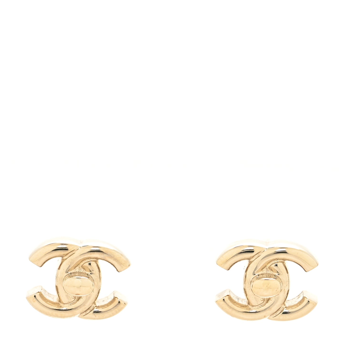 Metal CC Turnlock Earrings Gold