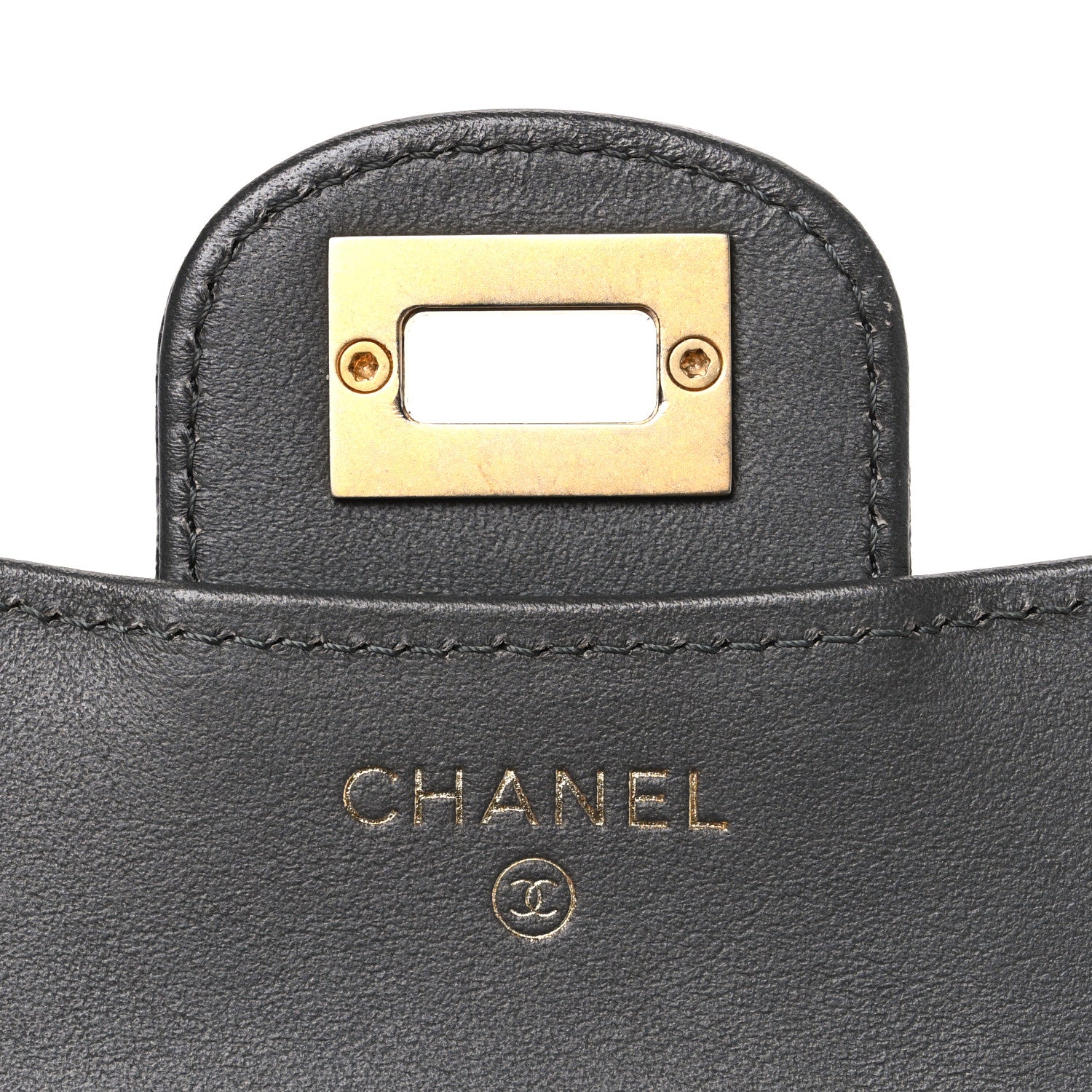 Chanel Metallic Calfskin Quilted Reissue Flap Card Holder Wallet Dark Grey 6 of 9