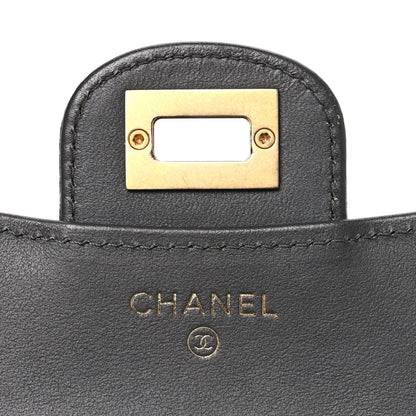 Chanel Metallic Calfskin Quilted Reissue Flap Card Holder Wallet Dark Grey 6 of 9