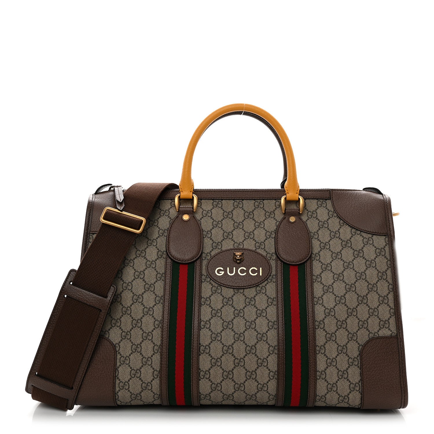 Gucci Soft GG Supreme Monogram Web Medium Duffle Bag Beige New Acero Crop 1 of 10