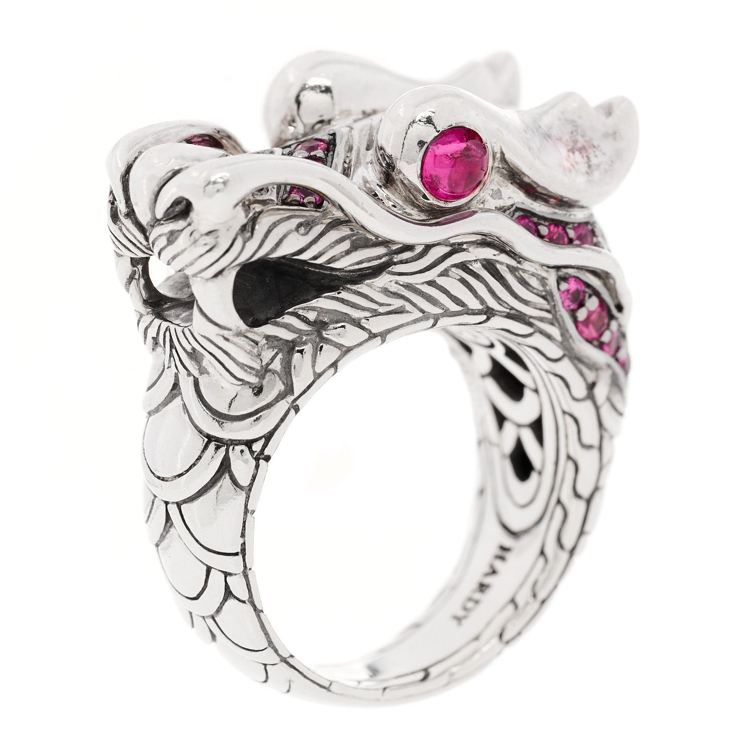John Hardy Sterling Silver Pink Sapphire Naga Dragon Ring 52 6 1 of 6