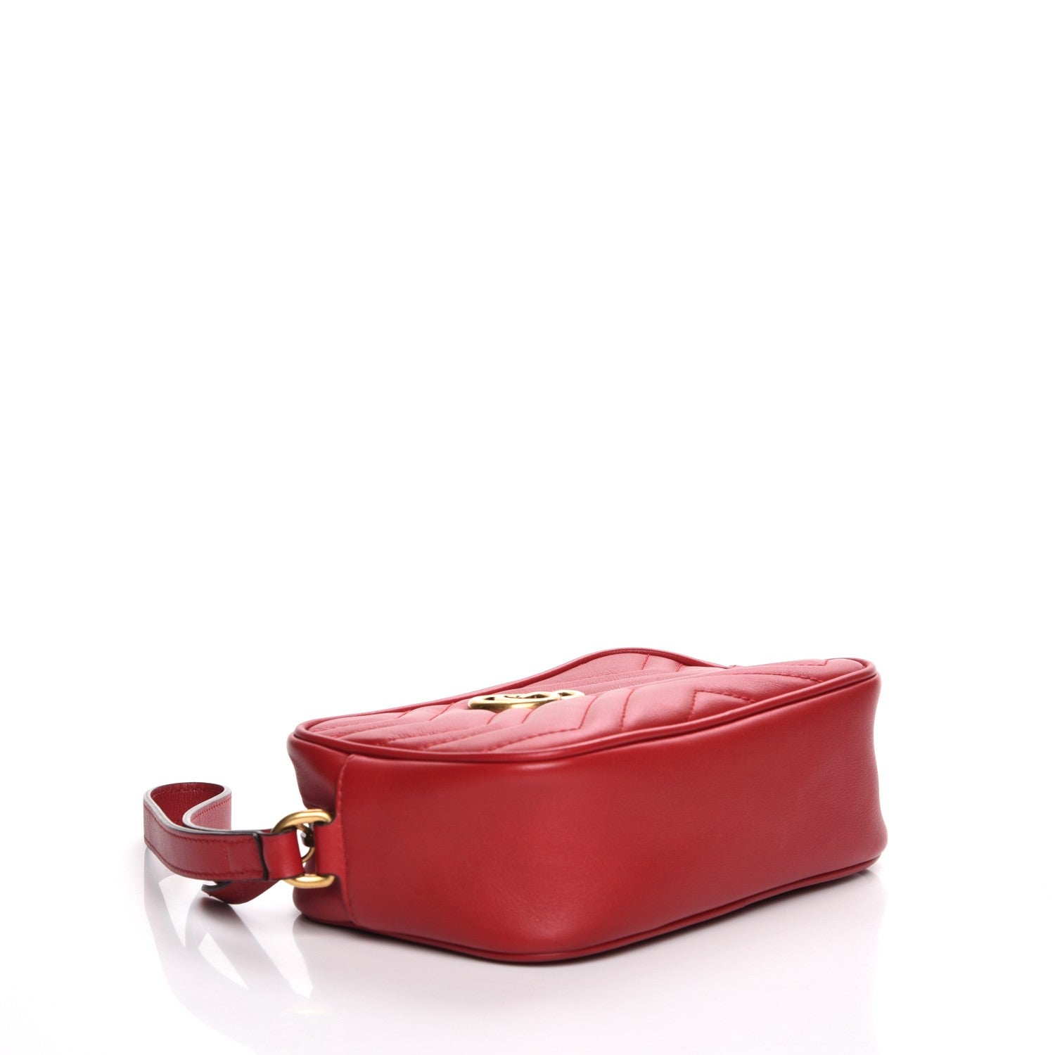 Gucci Calfskin Matelasse Mini GG Marmont Wrist Wallet Hibiscus Red 4 of 7