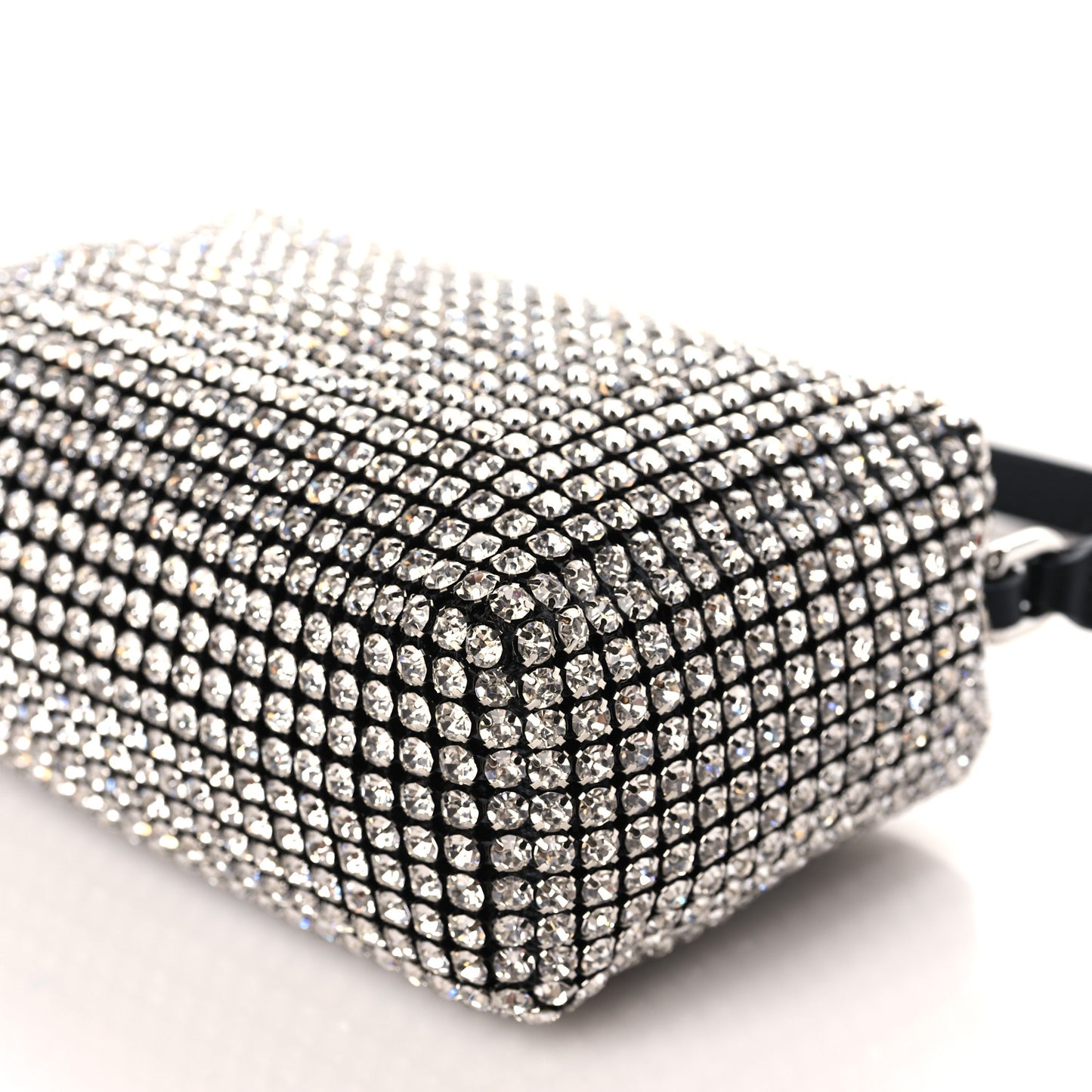 Mesh Crystal Rhinestone Mini Heiress Pouch Black Silver