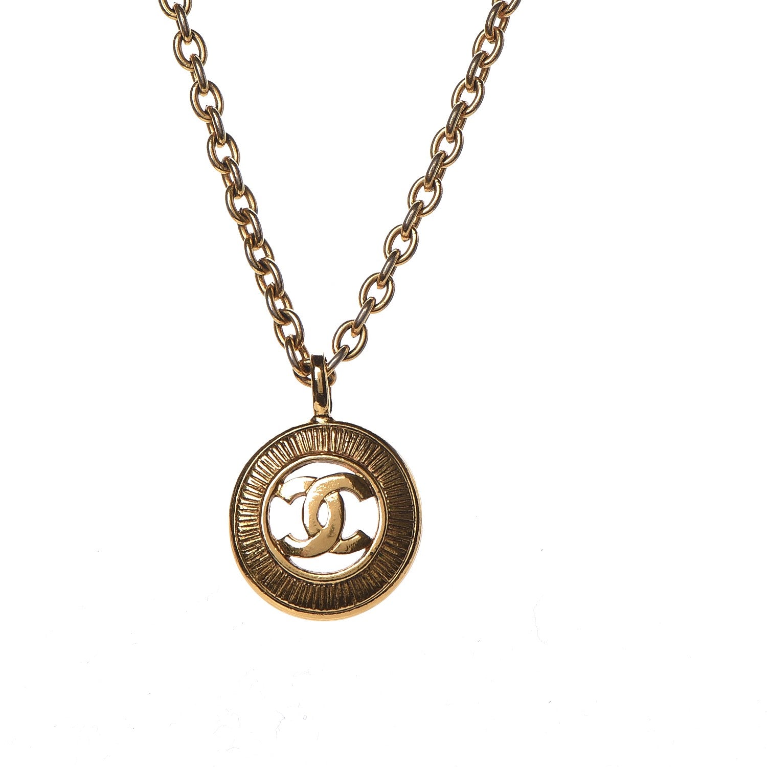 Chanel Sunburst Cutout CC Necklace Gold 3 of 7
