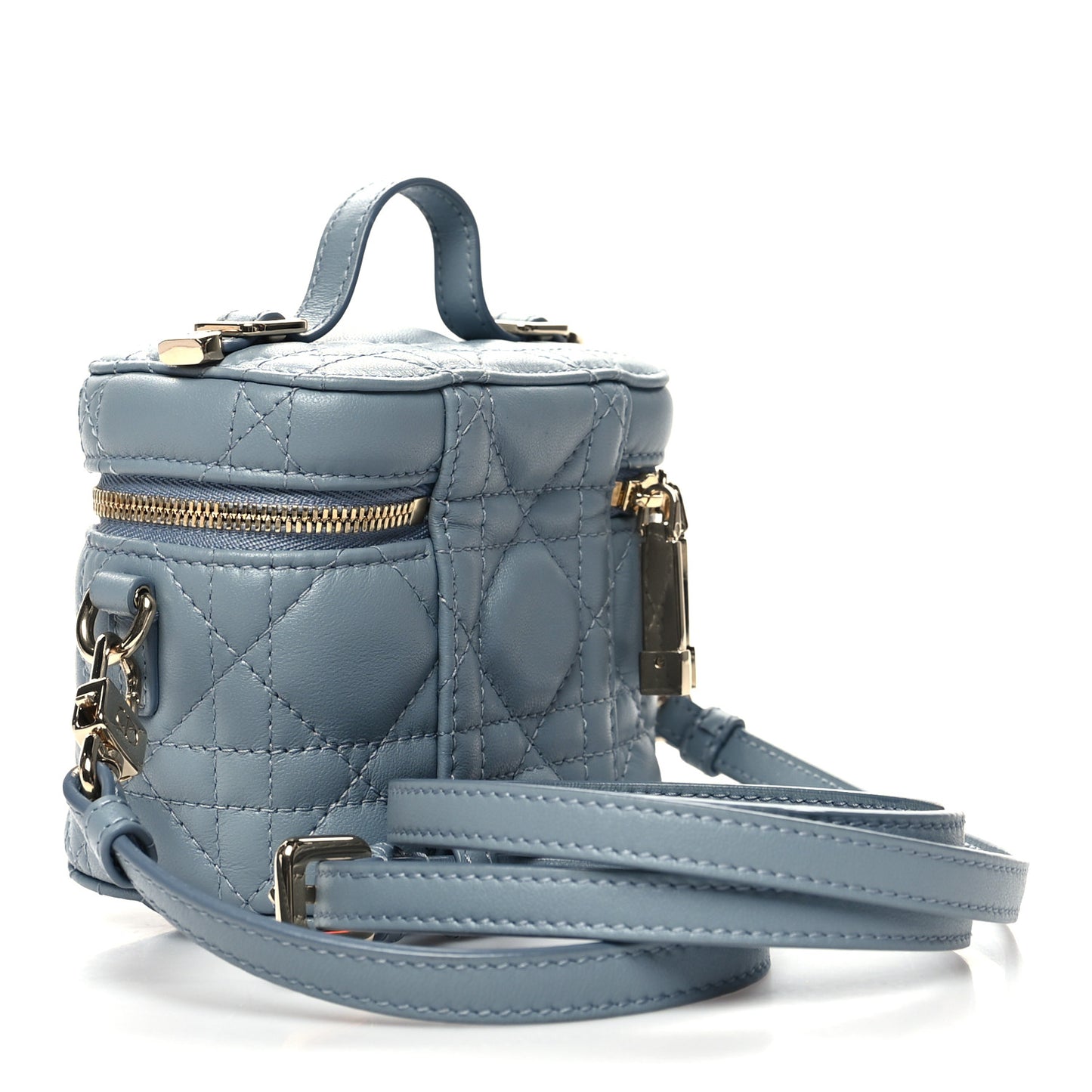 Lambskin Cannage Micro Lady Dior Vanity Case Blue