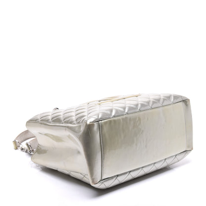 Chanel Patent Quilted Grand Shopping Tote GST Silver Gold 4 of 11