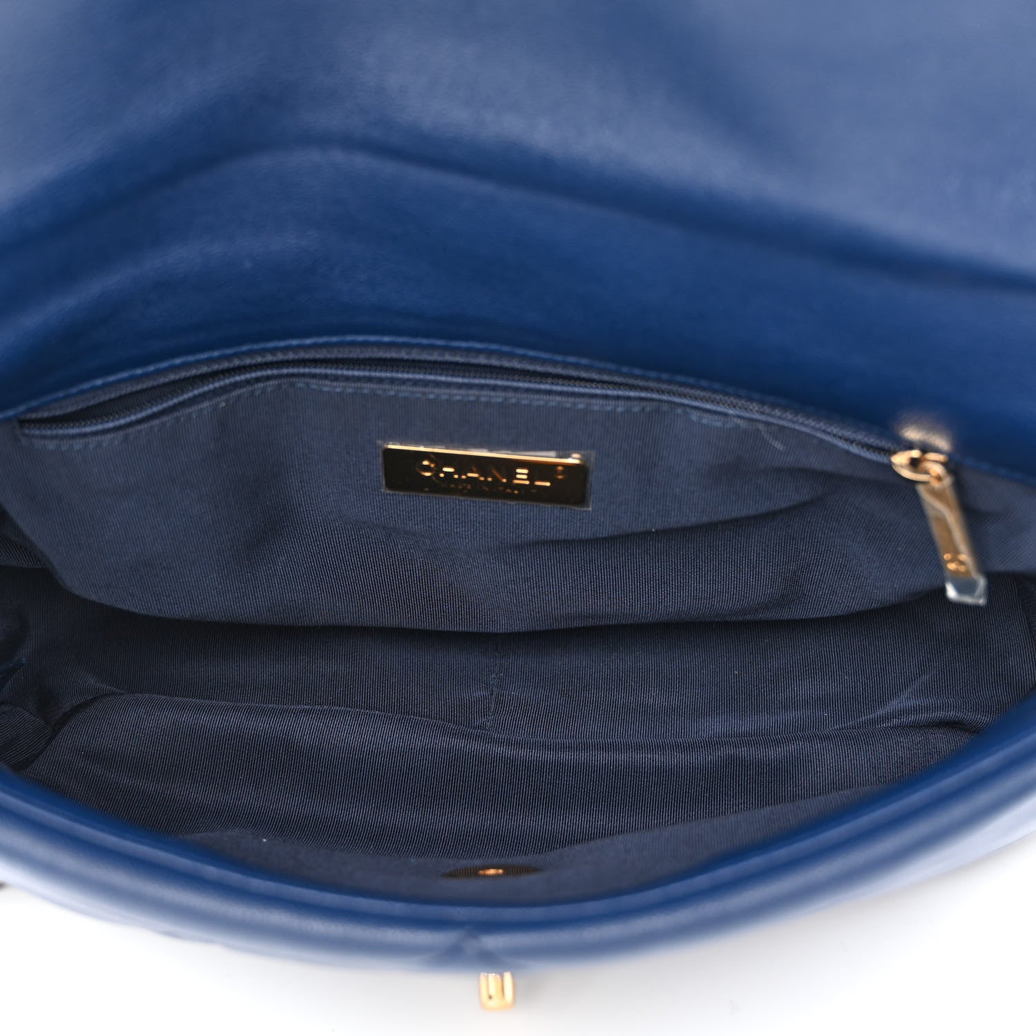 Chanel Goatskin Quilted Large Chanel 19 Flap Dark Blue 5 of 10