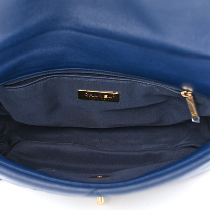 Chanel Goatskin Quilted Large Chanel 19 Flap Dark Blue 5 of 10