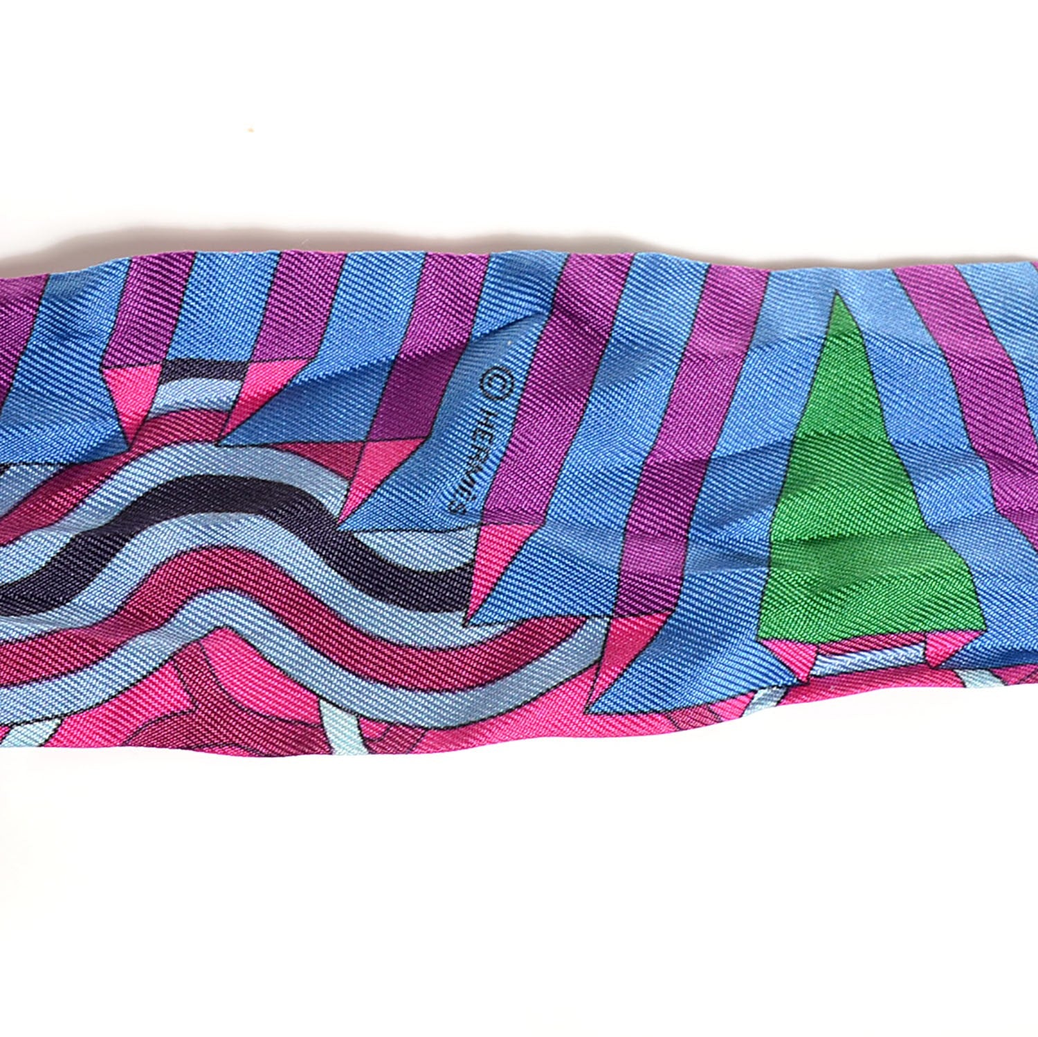 Hermes Silk Ballet Aquatique Twilly Marine Fuchsia Vert 4 of 5