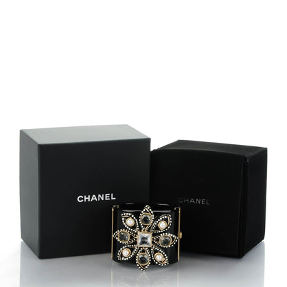 Chanel Resin Crystal Pearl Cuff Black 6 of 6