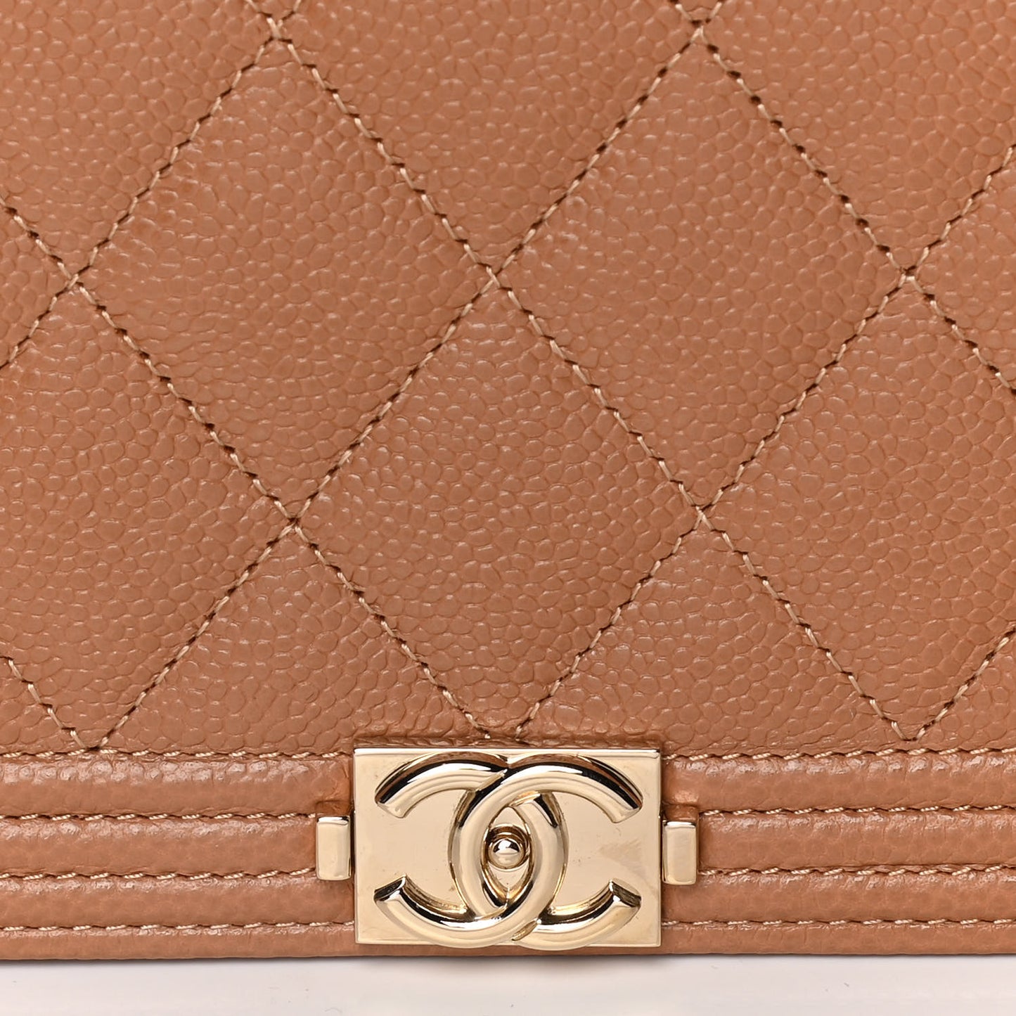 Caviar Quilted Boy Wallet On Chain WOC Brown