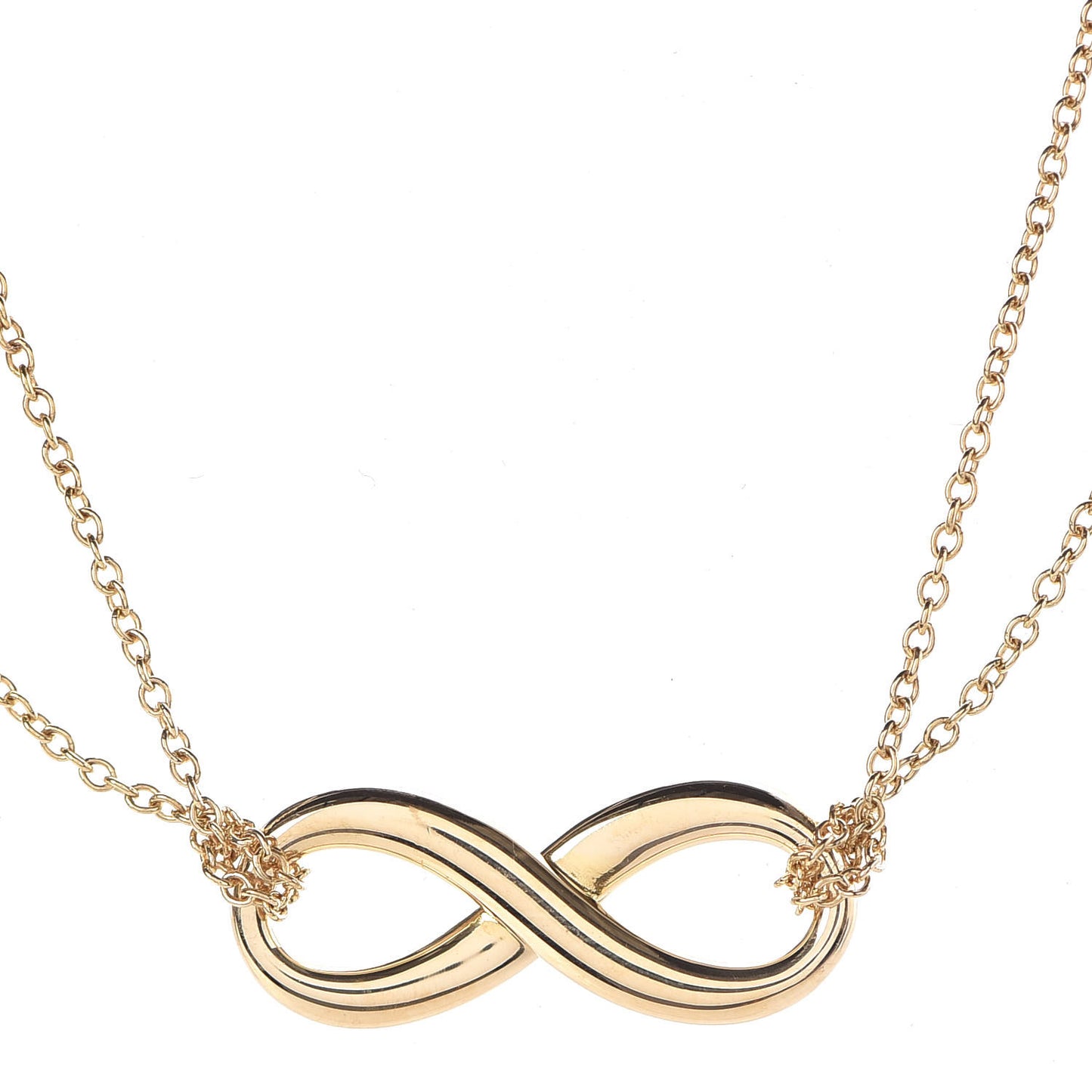 18K Yellow Gold Infinity Double Chain Pendant Necklace