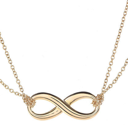 Tiffany 18K Yellow Gold Infinity Double Chain Pendant Necklace 4 of 6