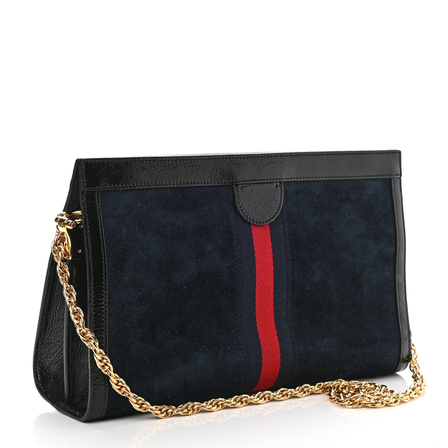 Suede Patent Web Dragon Embroidered Medium Ophidia Chain Shoulder Bag Blue Multicolor Black