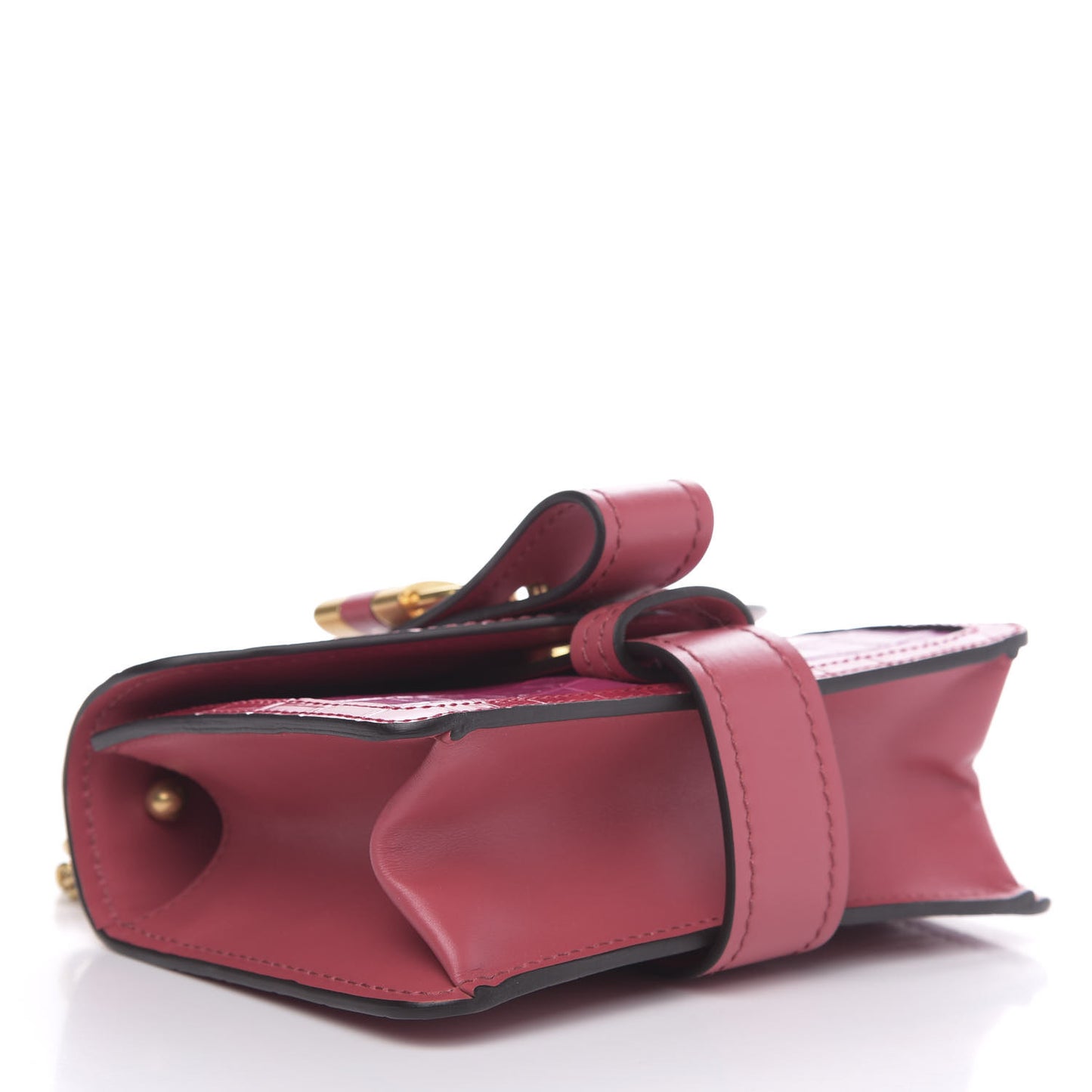 Calfskin Crocodile Embossed Mini Aby Chain Shoulder Bag Graphic Pink