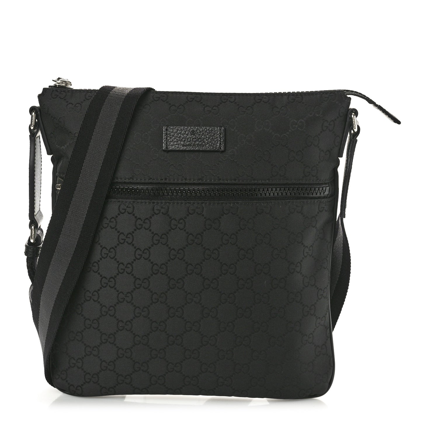 Nylon Monogram Small Flat Messenger Bag Black