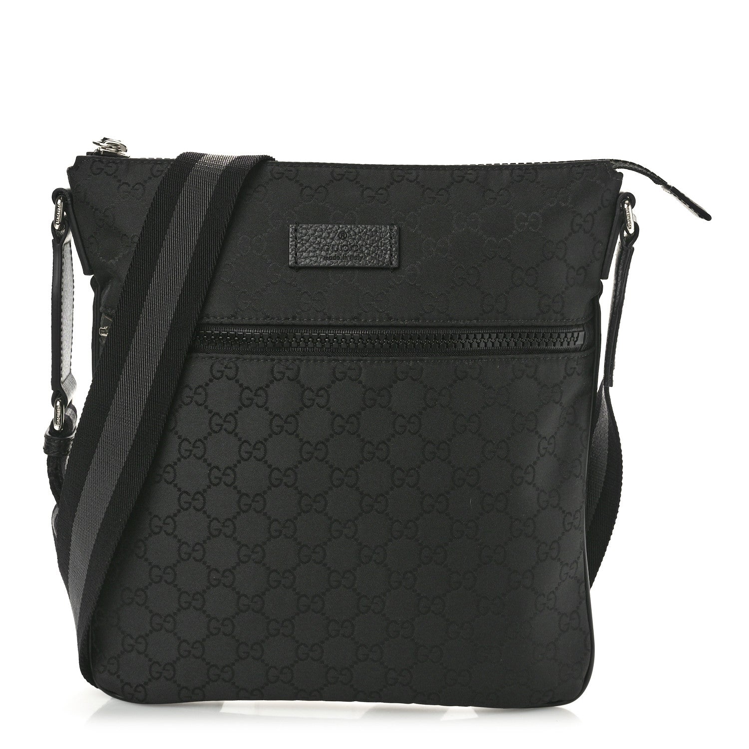 Gucci Nylon Monogram Small Flat Messenger Bag Black 1 of 10