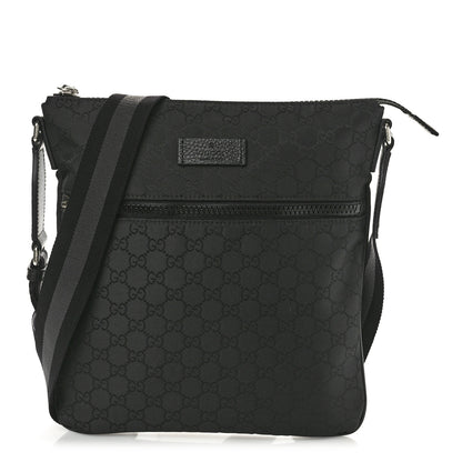 Gucci Nylon Monogram Small Flat Messenger Bag Black 1 of 10