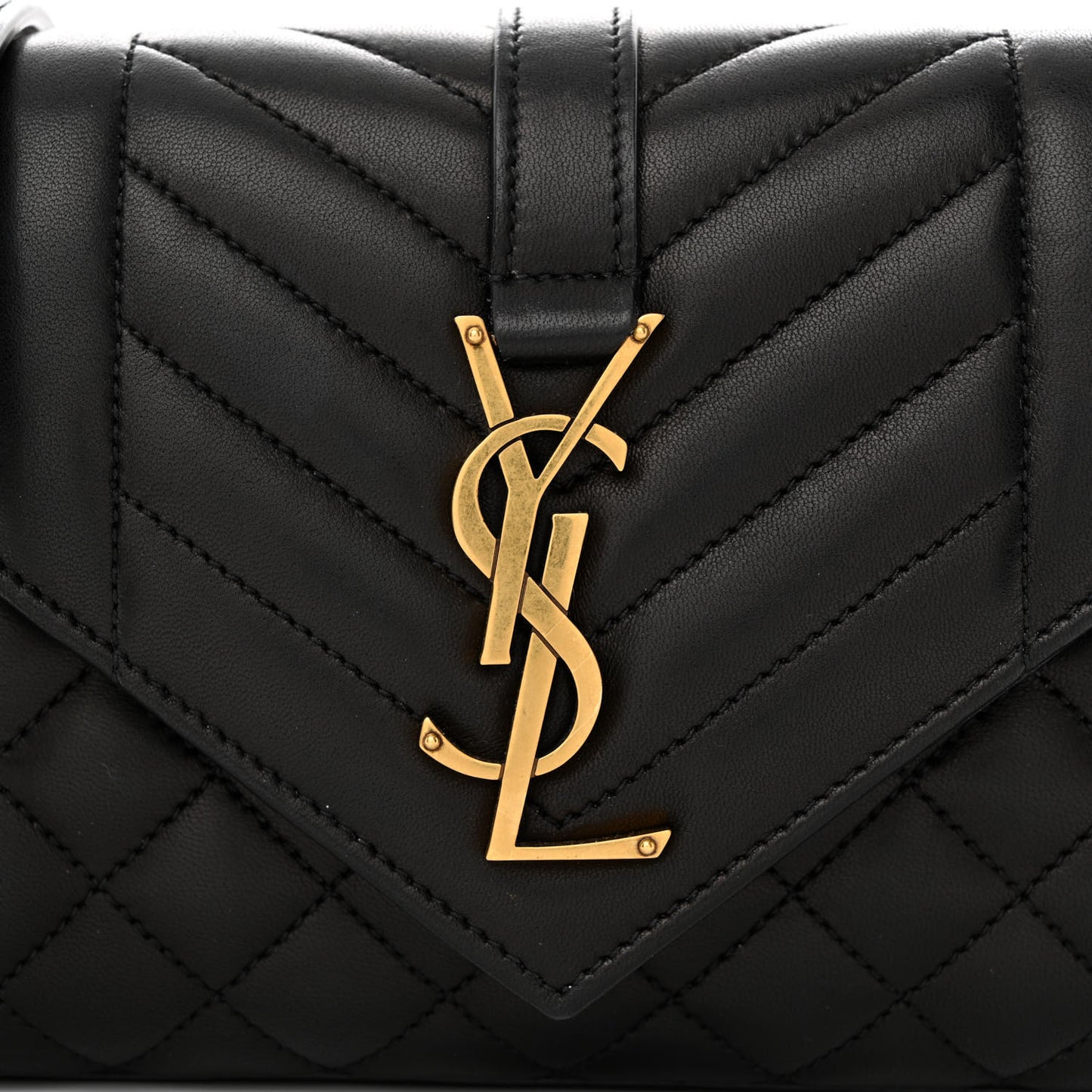 Lambskin Mixed Matelasse Triquilt Small Monogram Satchel Black