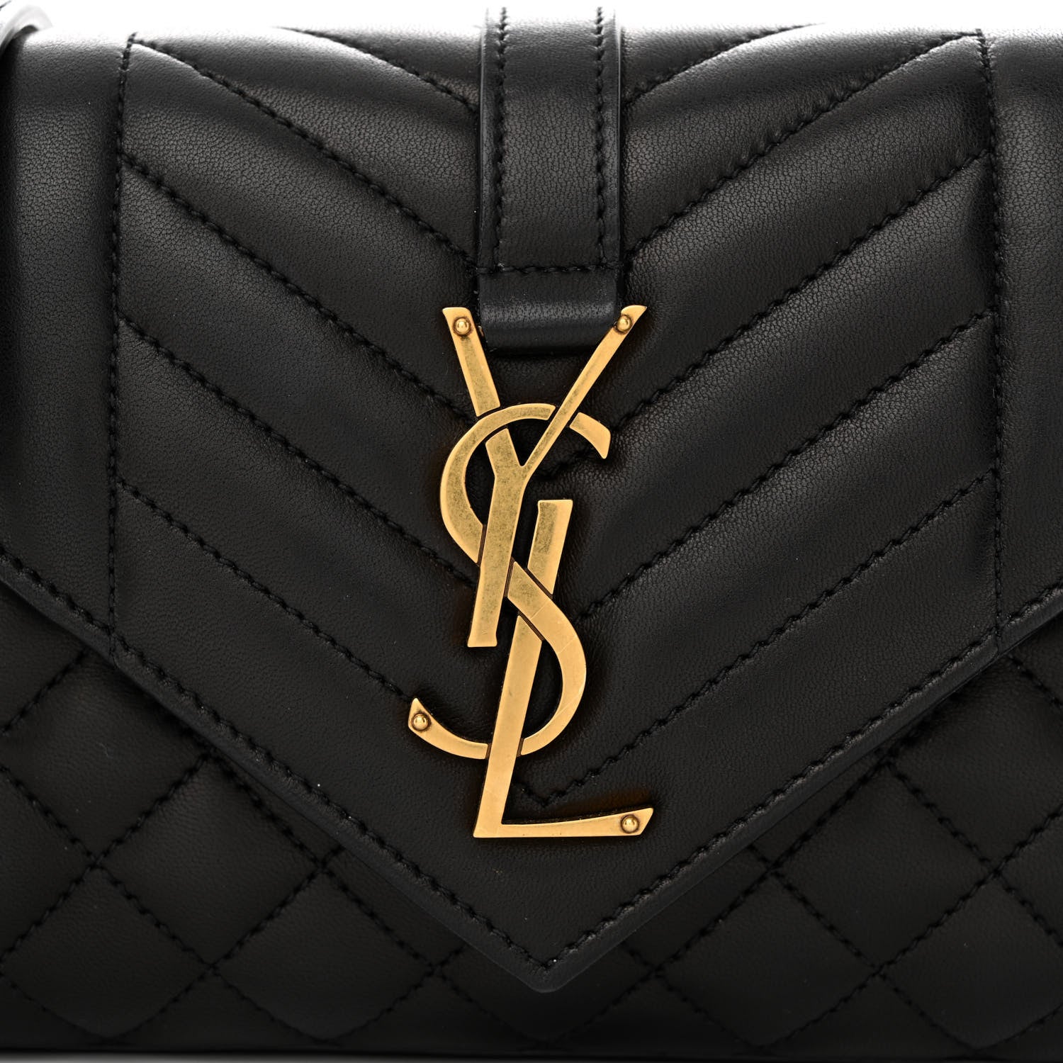 Saint Laurent Lambskin Mixed Matelasse Triquilt Small Monogram Satchel Black 8 of 10
