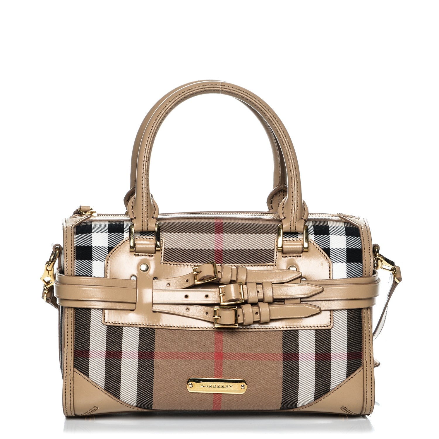 Burberry House Check Bridle Calfskin Medium Alchester Bowling Bag Trench 1 of 8