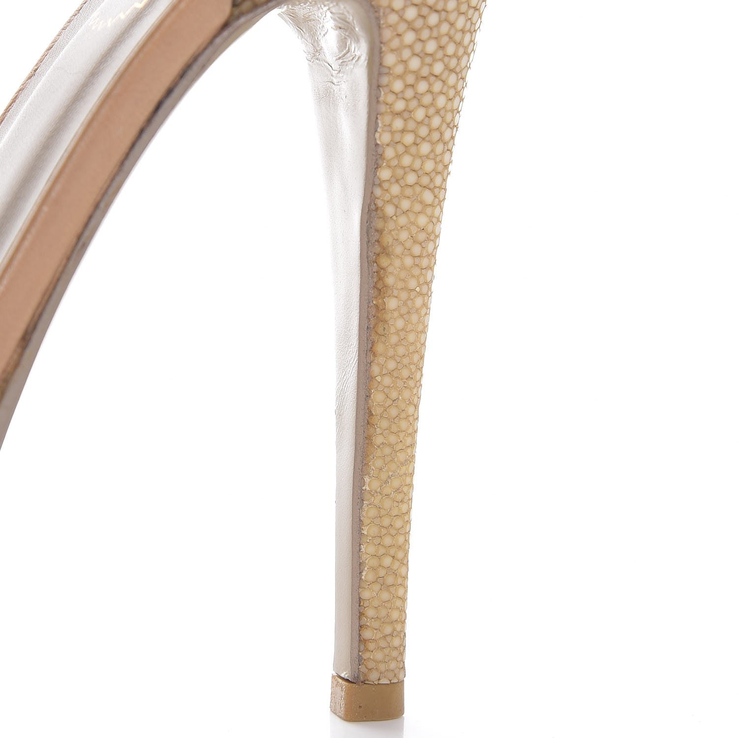 Saint Laurent Calfskin Stingray Embossed Tribute 105 Platform Sandals 37 Natural 14 of 15