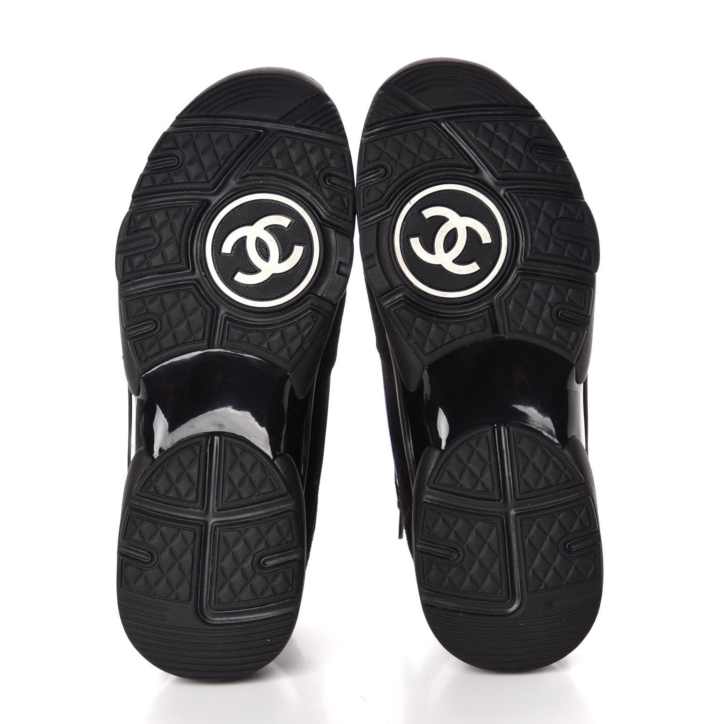 Suede Velvet Lambskin CC Sneakers 37 Black Blue Silver