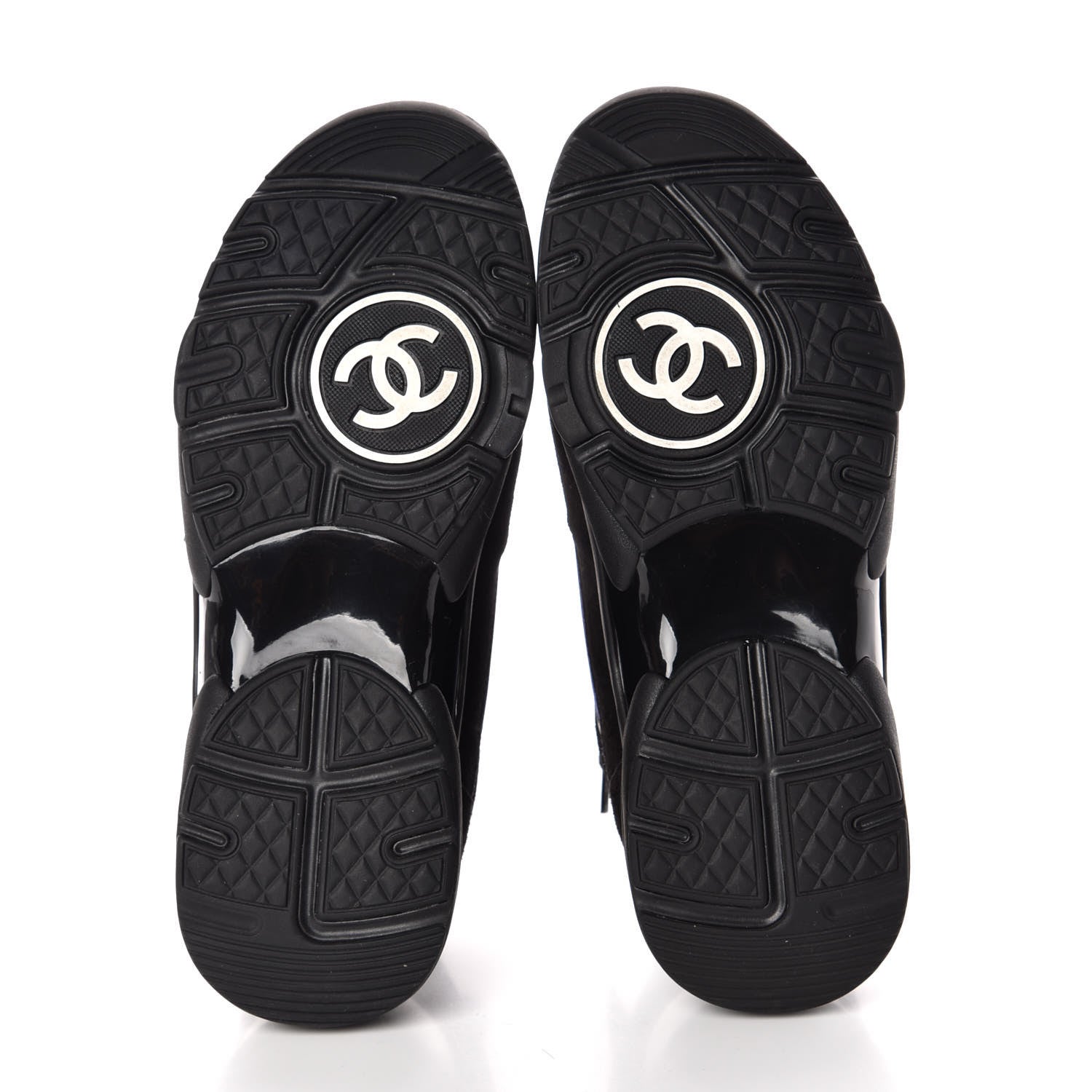 Chanel Suede Velvet Lambskin CC Sneakers 37 Black Blue Silver 5 of 8