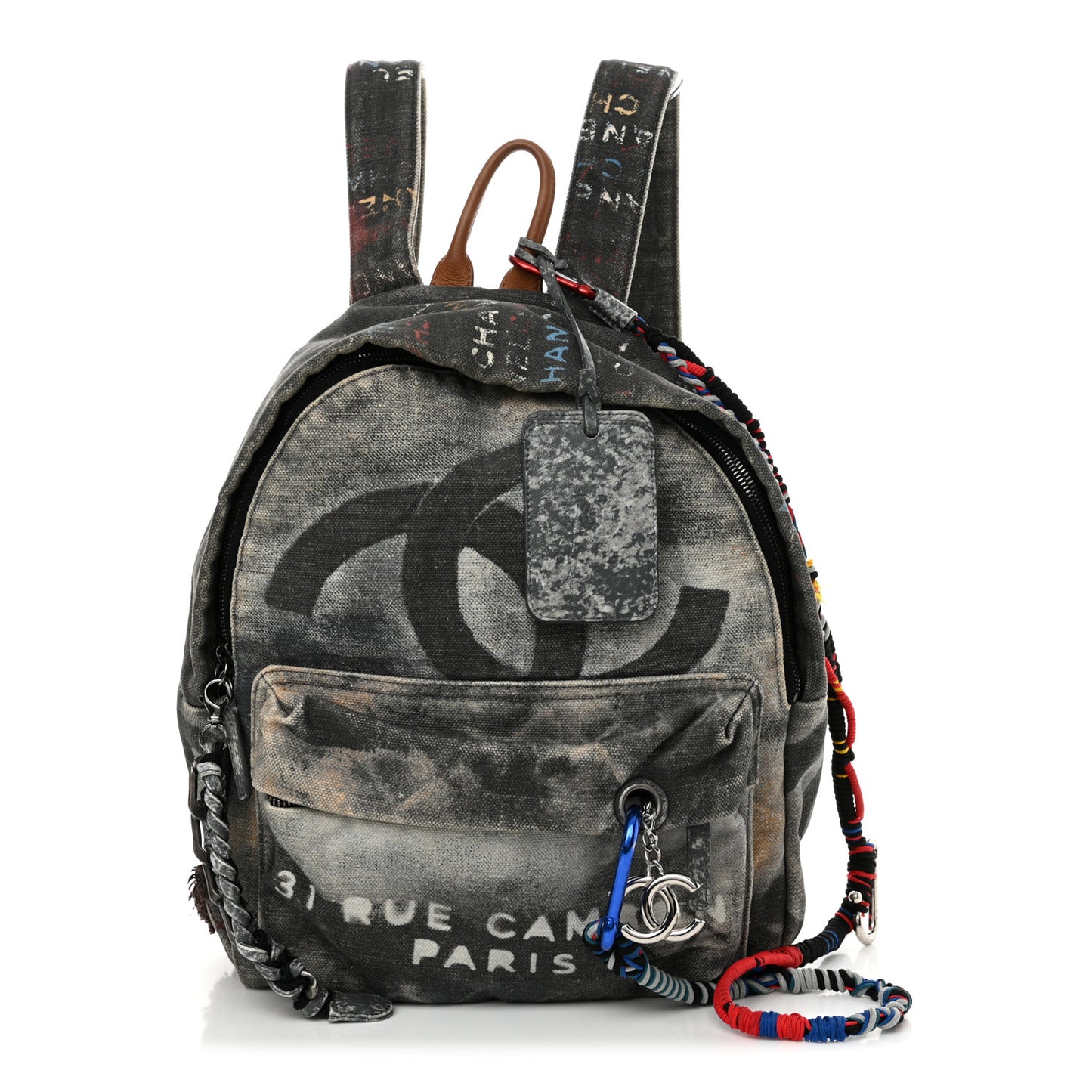 Graffiti Printed Canvas Medium Backpack Black