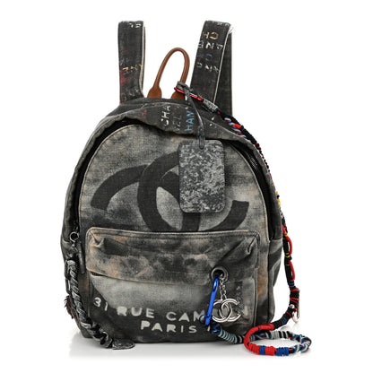 Chanel Graffiti Printed Canvas Medium Backpack Black 1 of 17