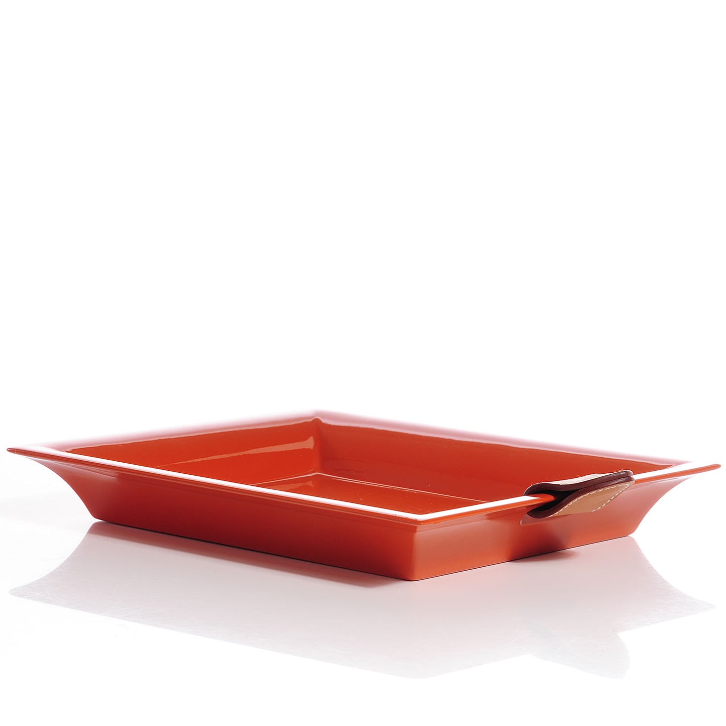 HERMES Lacquered Wood Chamonix Chakor PM Change Tray Orange