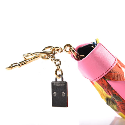 Dolce & Gabbana Lambskin Fabric Printed Coat Key Holder Pink 7 of 15