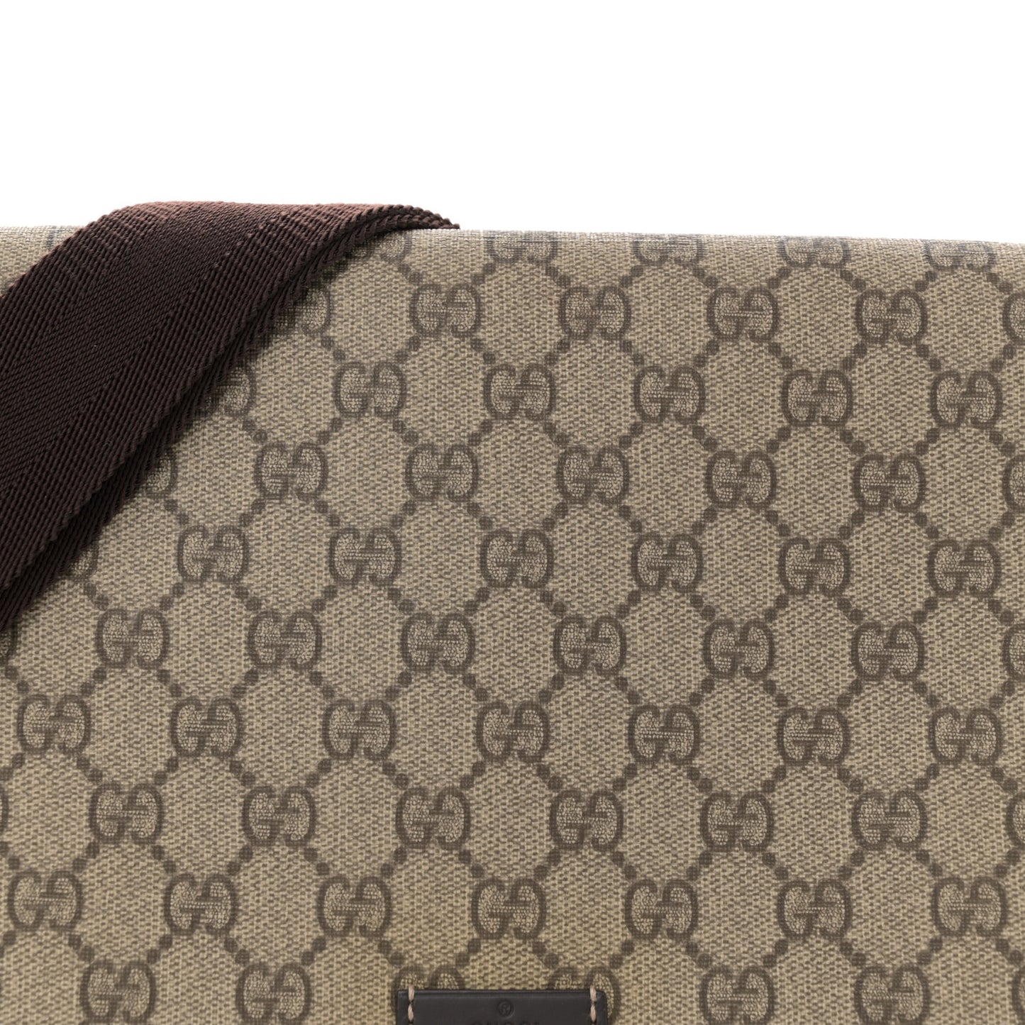 GG Plus Monogram Medium Double Buckle Flap Messenger Bag Beige Dark Brown