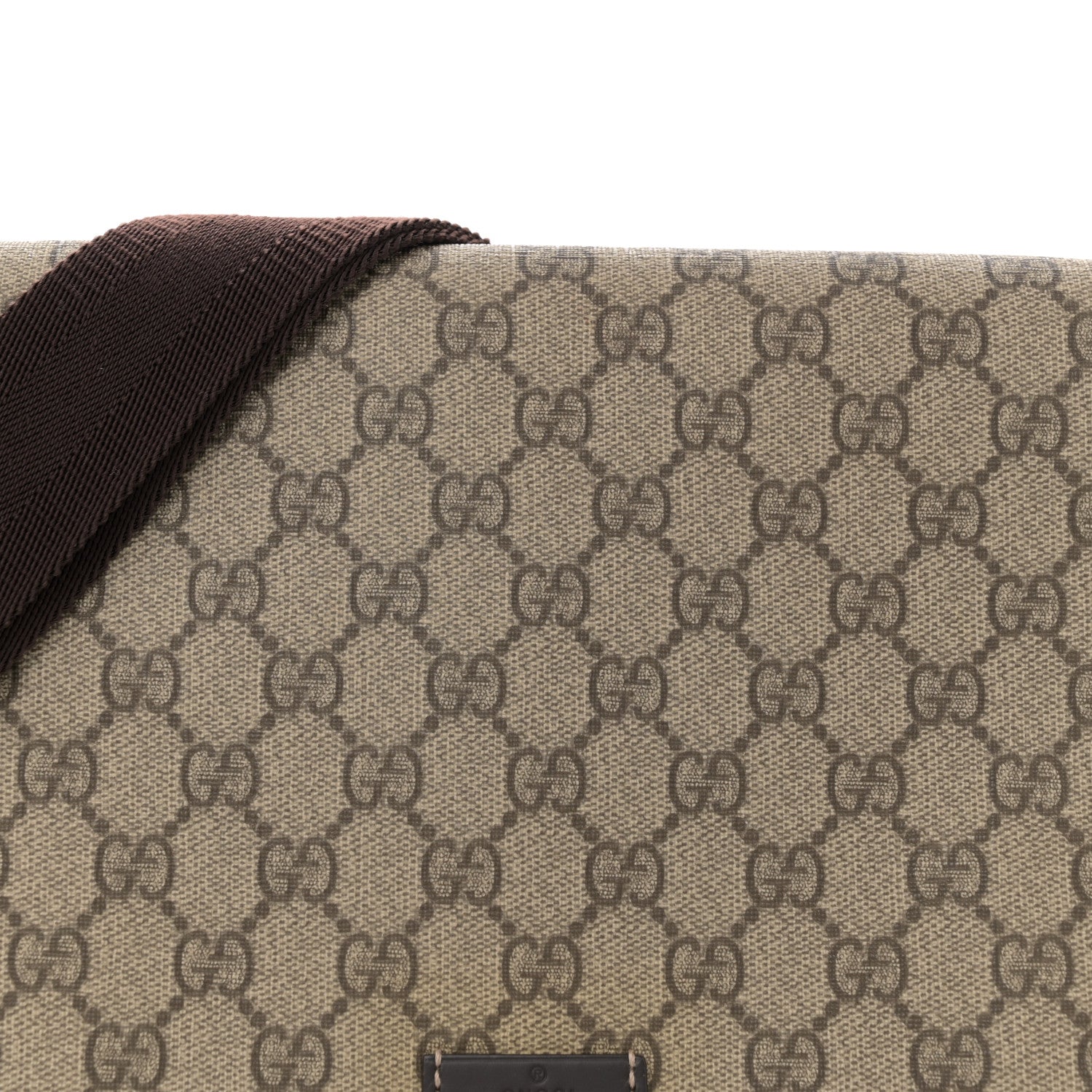 Gucci GG Plus Monogram Medium Double Buckle Flap Messenger Bag Beige Dark Brown 8 of 11