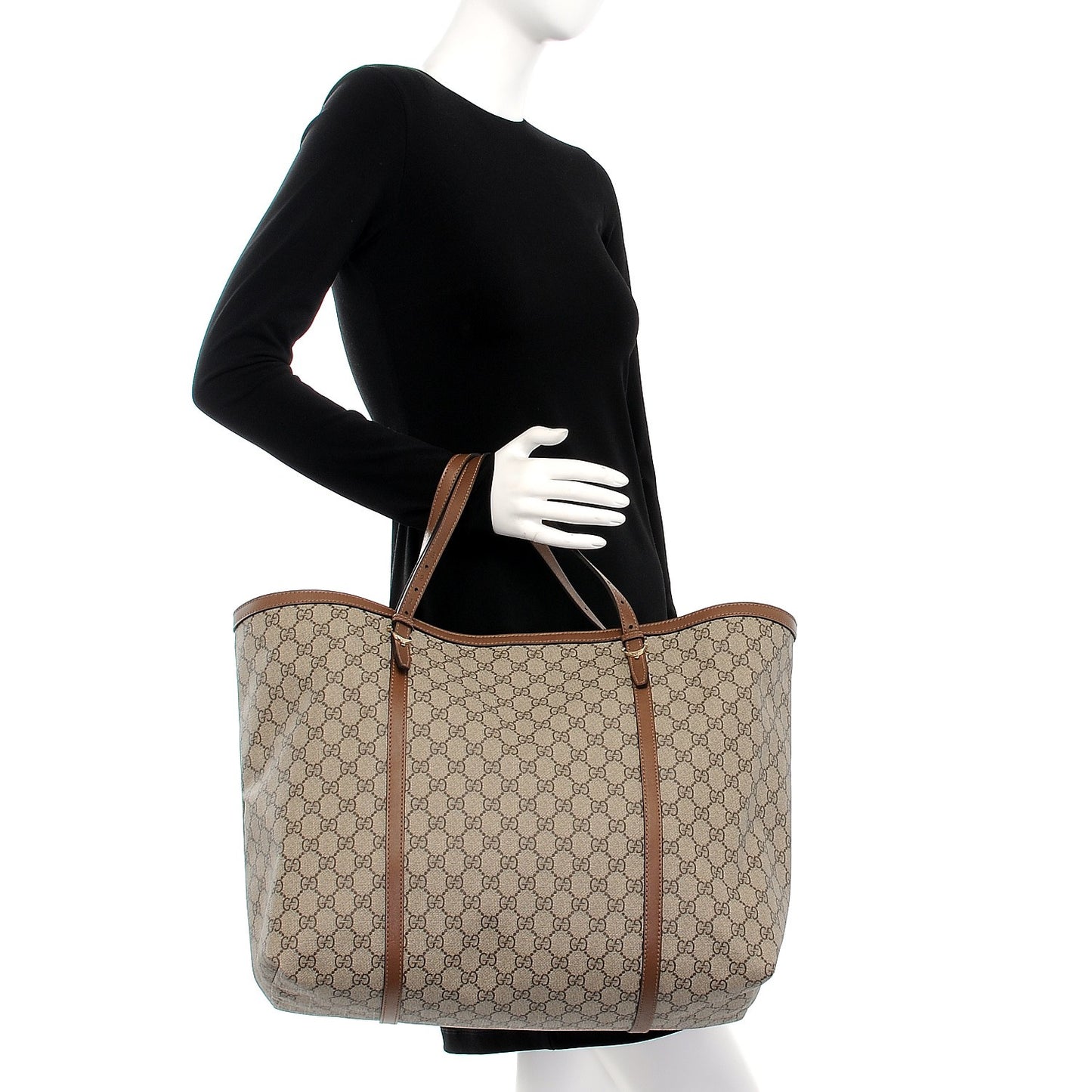 GG Supreme Monogram Large Nice Tote Brown