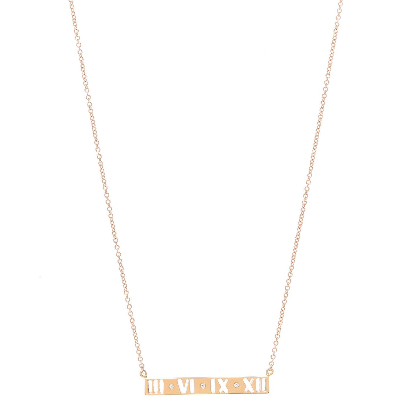 18K Rose Gold Diamond Atlas Pierced Bar Pendant Necklace