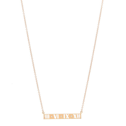 Tiffany 18K Rose Gold Diamond Atlas Pierced Bar Pendant Necklace 1 of 5