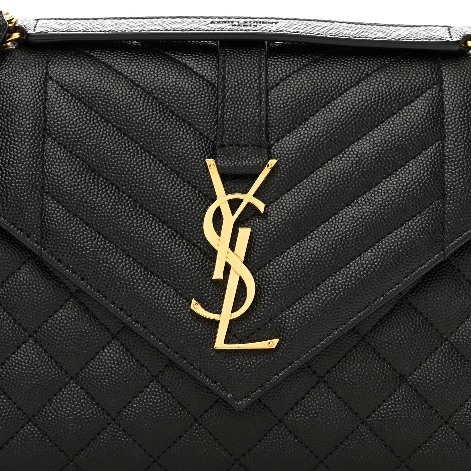 Saint Laurent Grain De Poudre Textured Mixed Matelasse Triquilt Medium Monogram Satchel Black 8 of 10