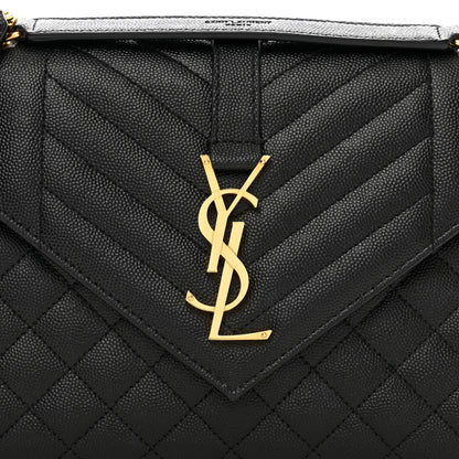 Saint Laurent Grain De Poudre Textured Mixed Matelasse Triquilt Medium Monogram Satchel Black 8 of 10