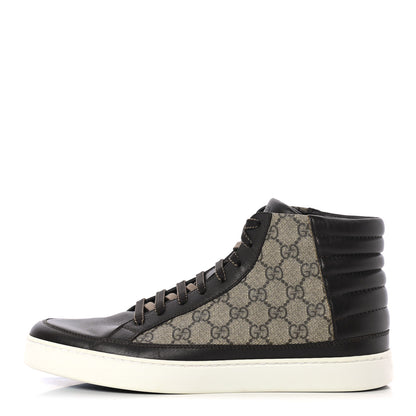 Gucci GG Supreme Monogram Mens Common High Top Sneakers 8 Brown 1 of 7