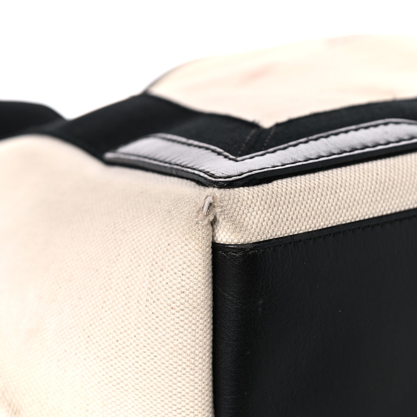 Cotton Canvas Satin Calfskin S Navy Cabas Natural Black