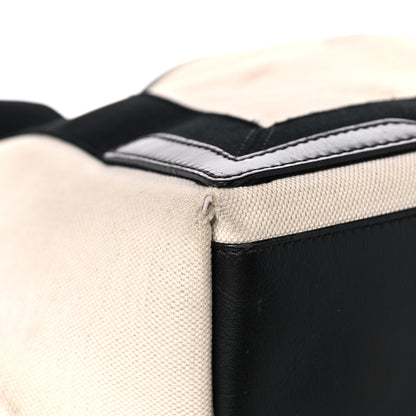 Balenciaga Cotton Canvas Satin Calfskin S Navy Cabas Natural Black 11 of 34