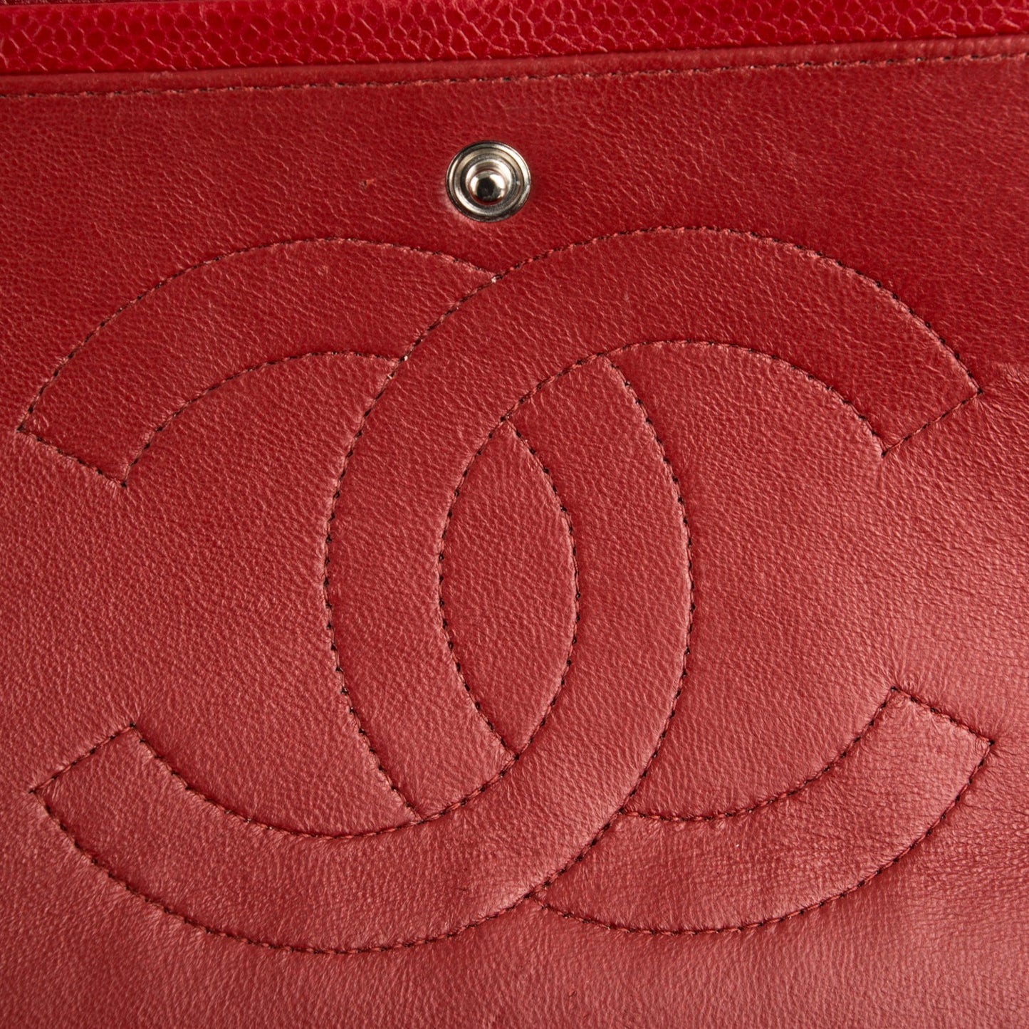 Caviar Quilted Maxi Double Flap Red