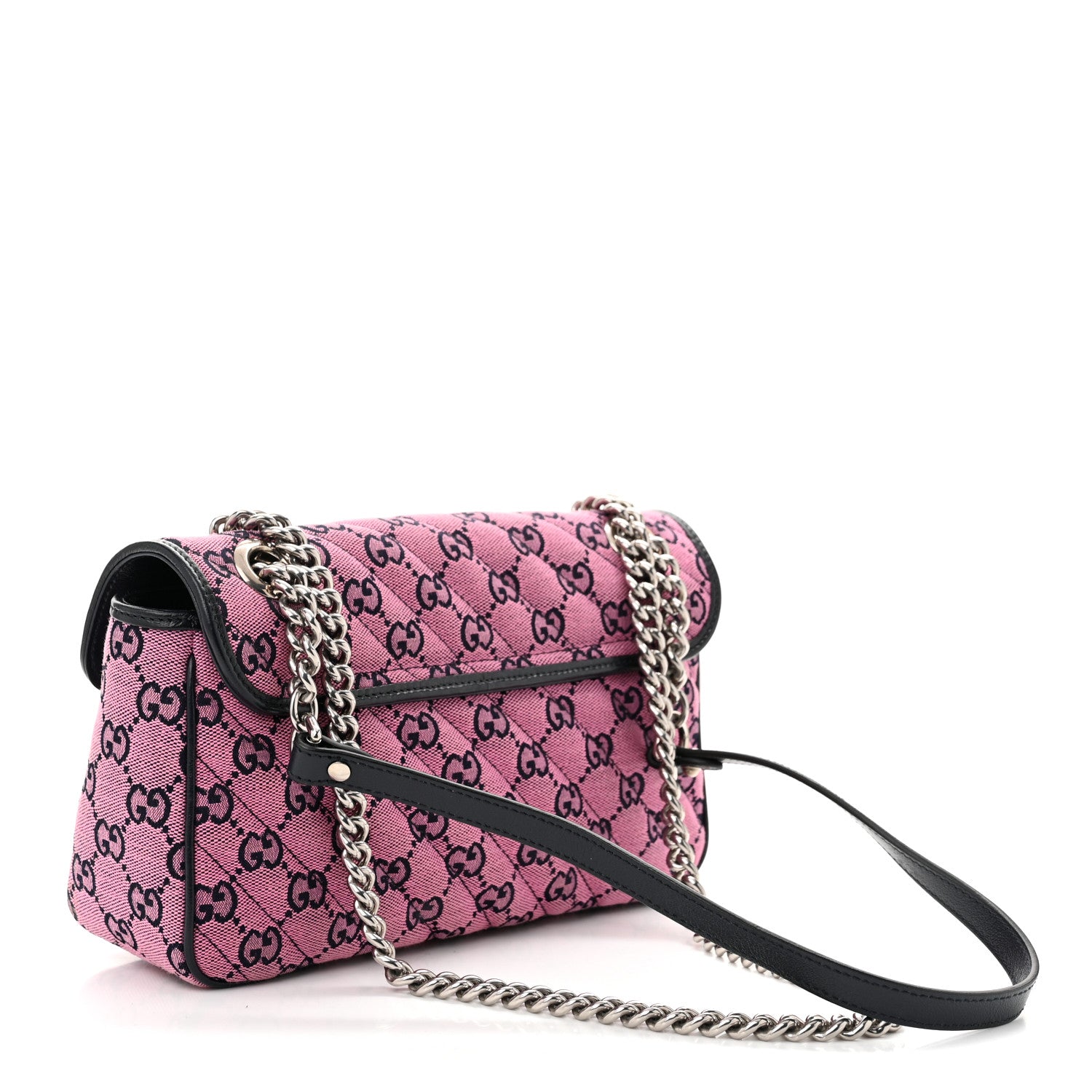 Gucci Monogram Multicolor Matelasse Diagonal Small GG Marmont Shoulder Bag Pink Blue 3 of 10